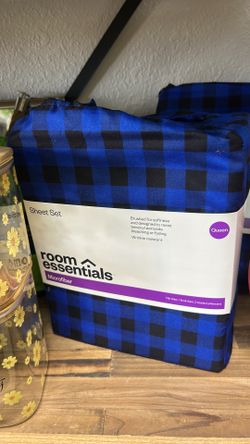 Room Essentials Queen Microfiber Sheet Set - Blue Buffalo Check