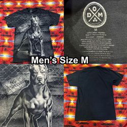 Y2K DOM All Over Print Pitbull Men’s Size Medium Black T-Shirt No Trespassing