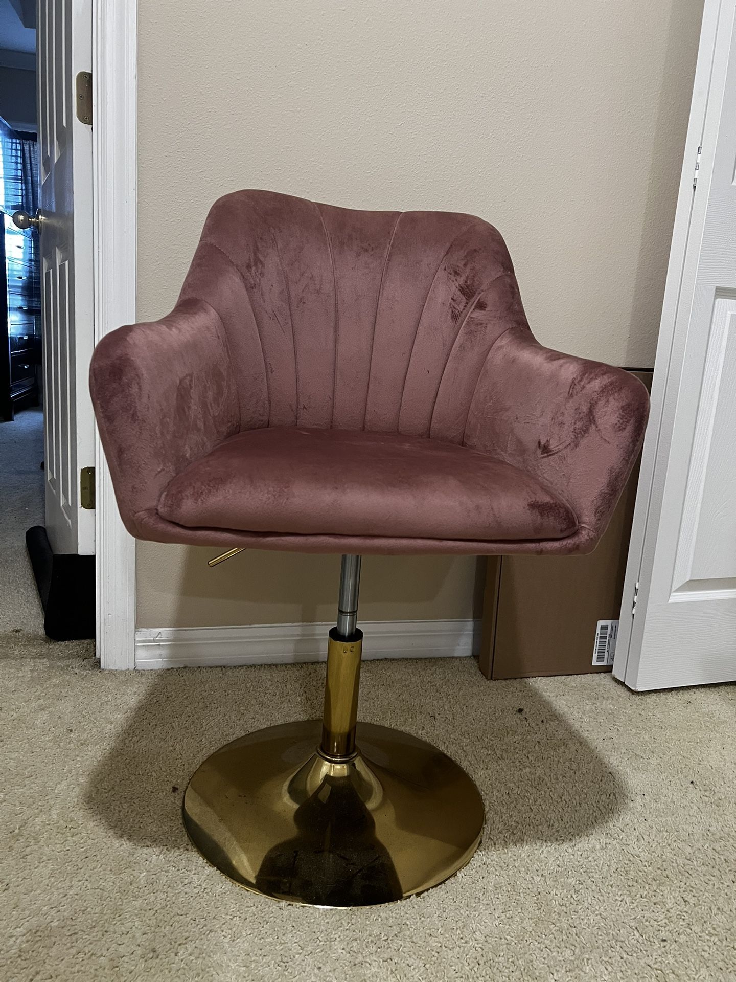 Rose Velvet Adjustable Swivel Accent Chair with Gold Base
