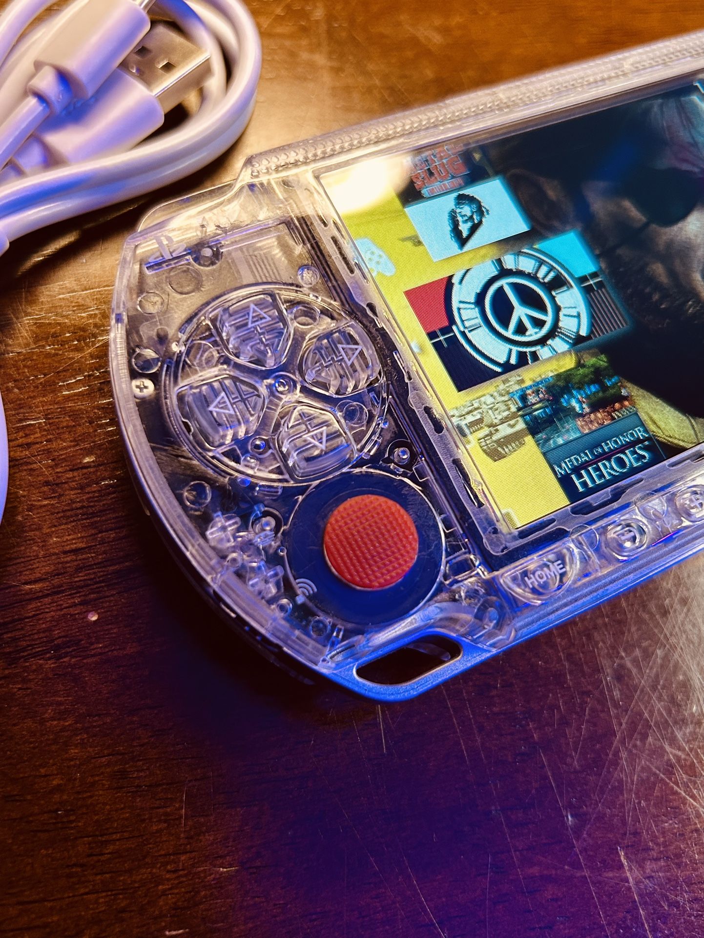SICK PSP 1000 with USB-C, MASSIVE 4000mah BATTERY MOD, CLEAR SHELL, 128microSD card