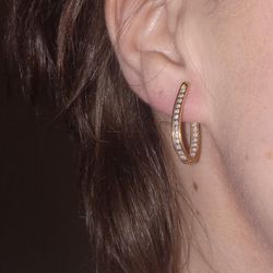 $450 OBO!!! Eternal Brilliance: 14kt Gold Diamond Hoop Earrings