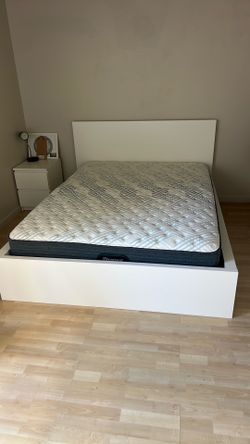 Queen bed with bed frame