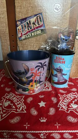 Lilo & Stitch 2025 AMC Exclusive Cup & Stitch Topper Lid & Tin Bucket Set