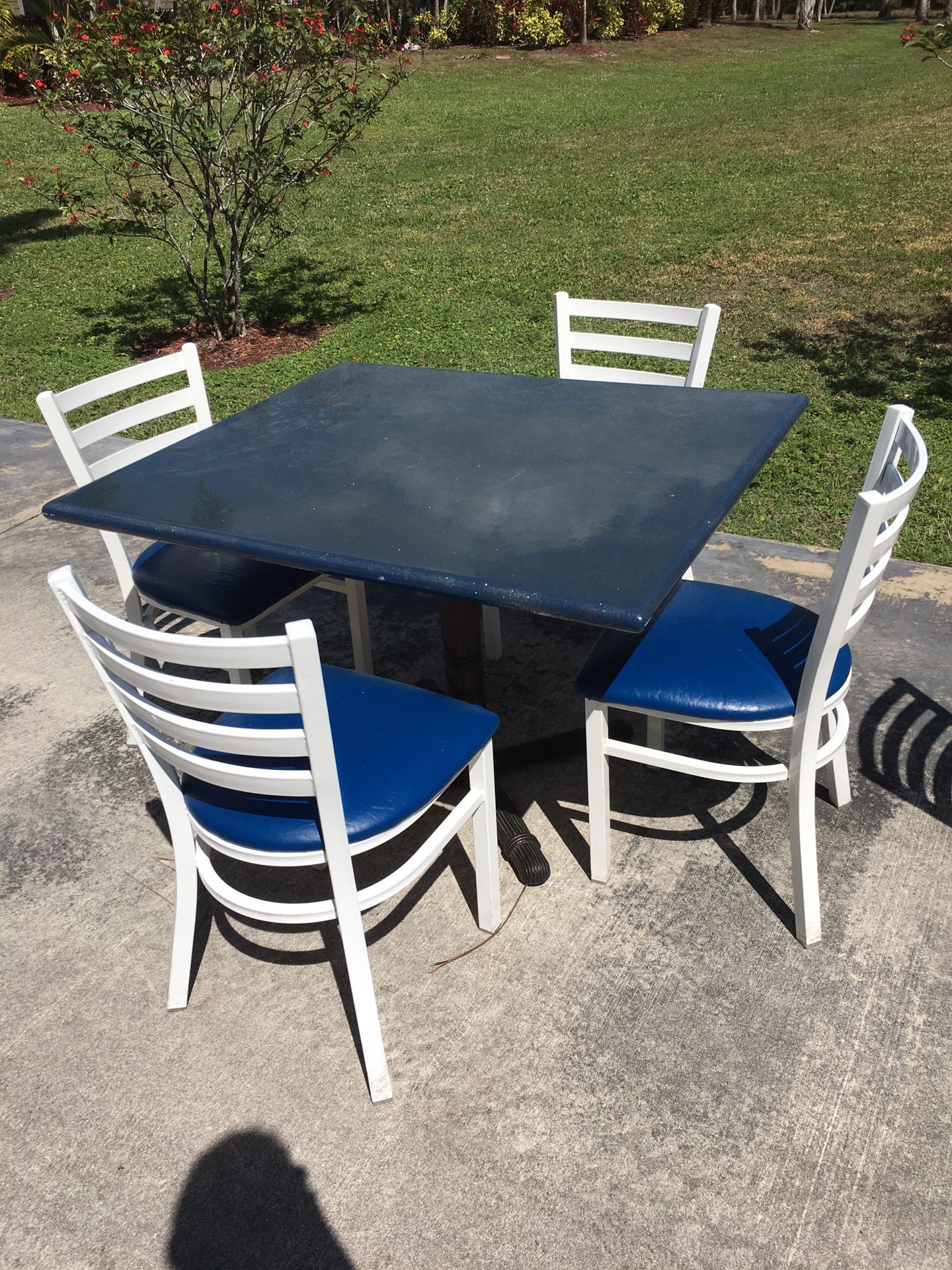 Low top table, includes 4 metal chairs