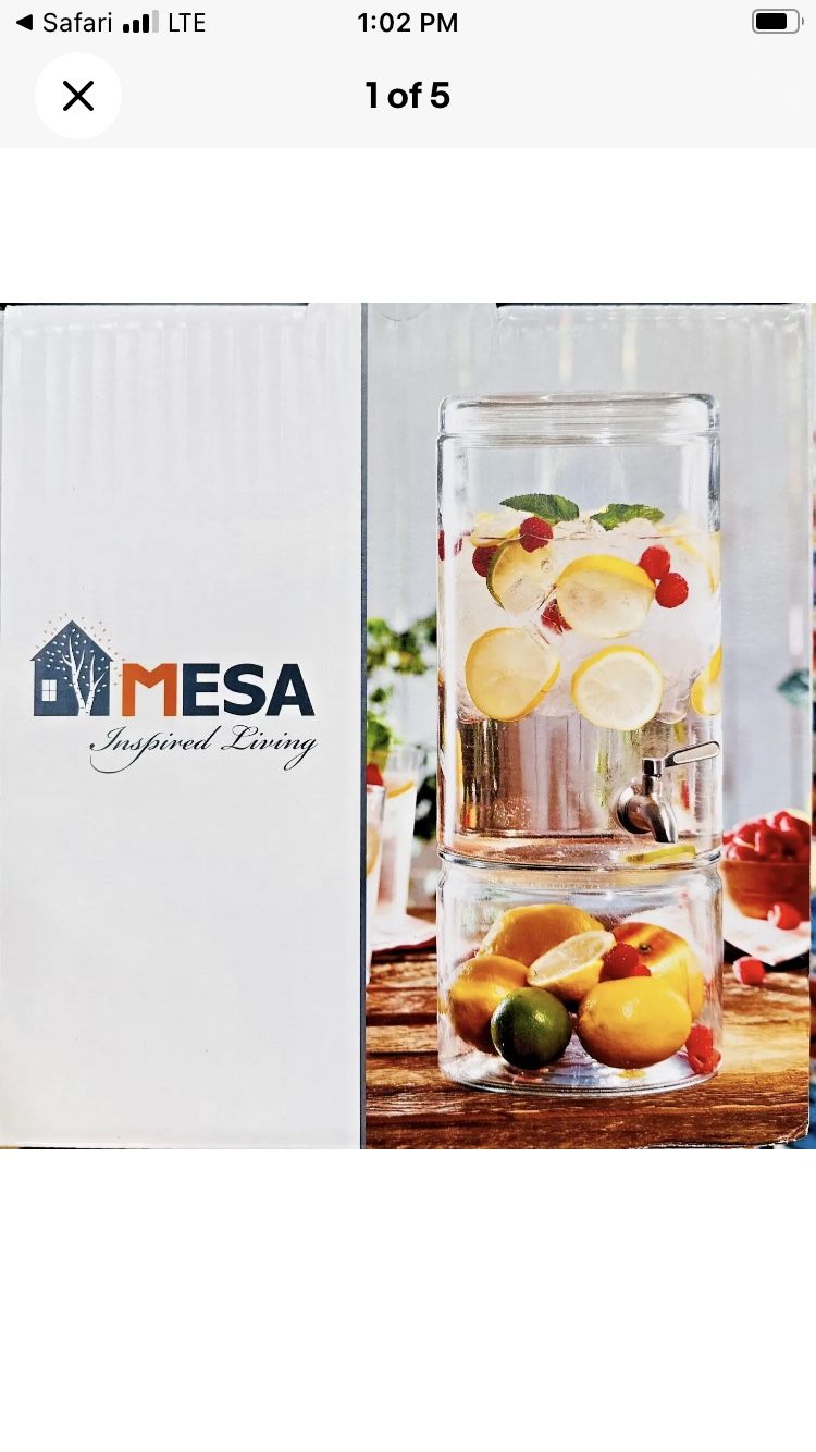 Mesa Inspired Living Glass Beverage Dispenser 2.1 Gallon 8 Liters 