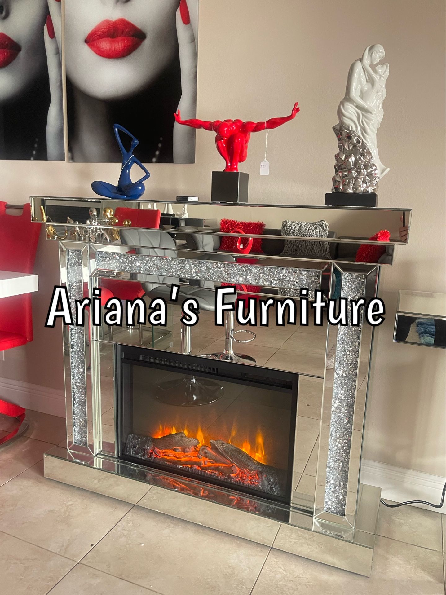 New Electric Fireplace Encrusted Diamonds