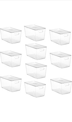 Vtopmart 10 Pack Clear Stackable Storage Bins with Lids and Handles