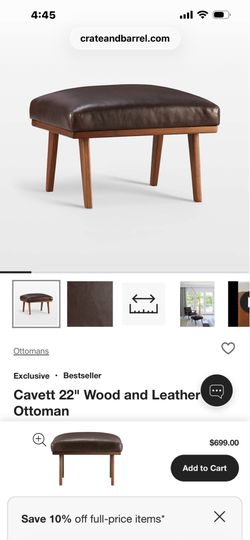 Crate Barrel Cavett leather ottoman