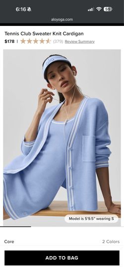 Alo yoga tennis club sweater knit cardigan