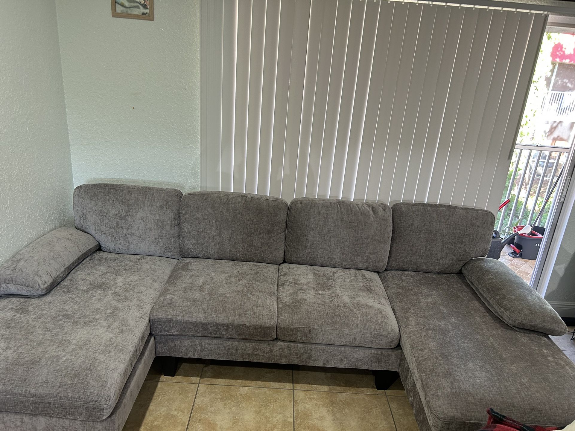 Sofa, gray, 9 feet
