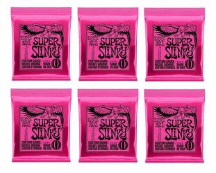 Ernie Ball Super Slinky Nickel Wound Electric Guitar Strings 6-pack, 9-42 Gauge (P03023)