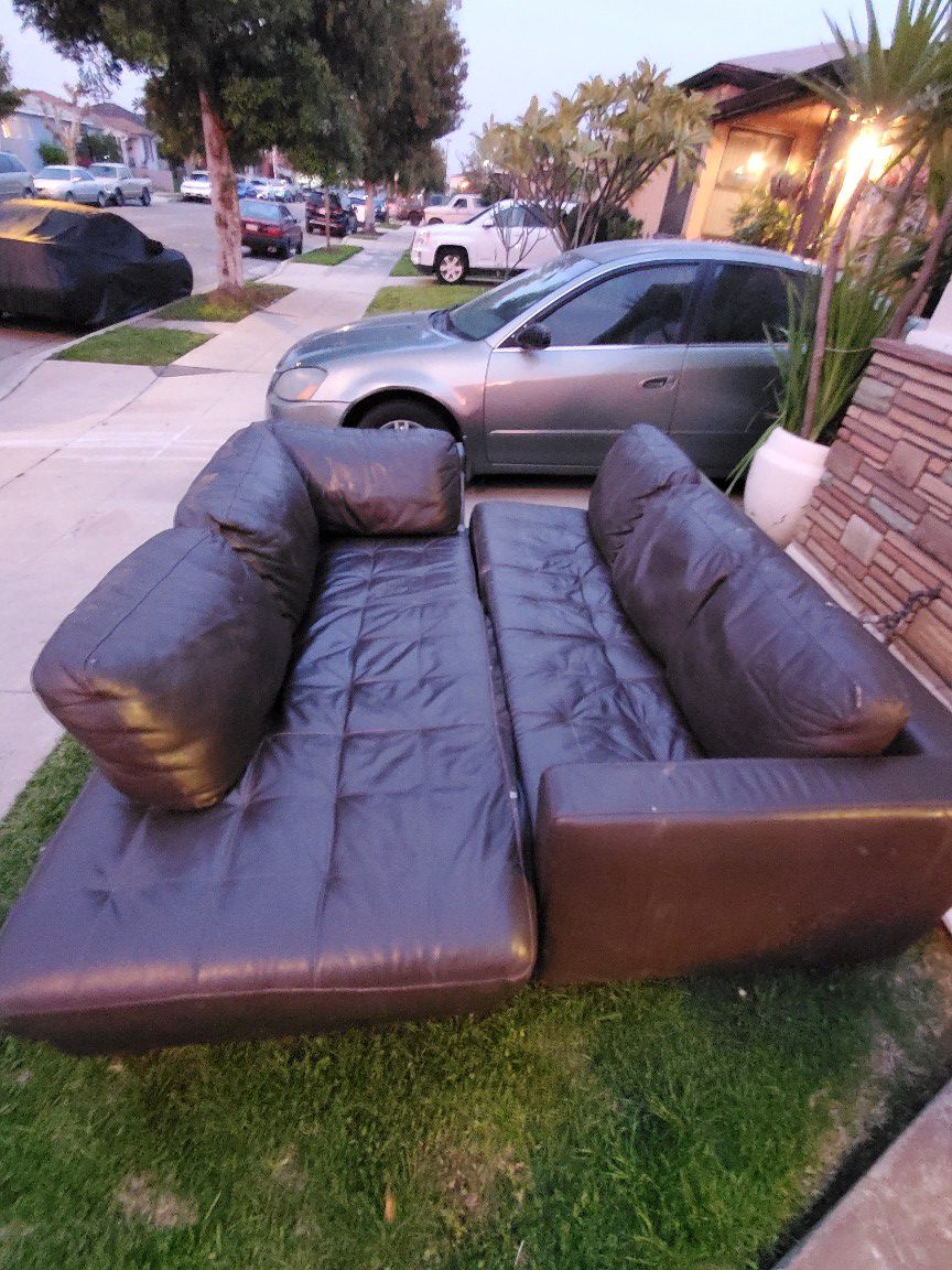 2 Piece Sectional Real Leather Couch