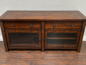 65” Wood TV Stand / Media Console – Glass Doors & Lots of Storage