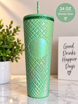 Starbucks 24 oz Green Iridescent Studded Tumbler