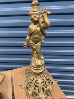 Antique Victorian Brass Cupid lamp