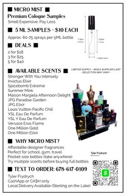 Cologne for sale samples