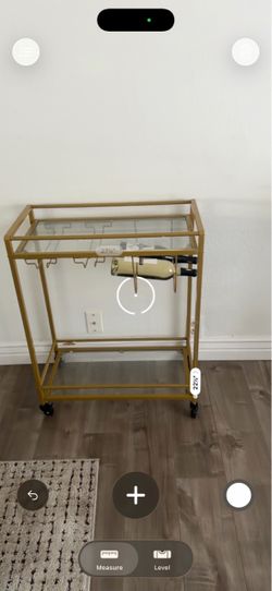Gold Metal Bar Cart with Glass Shelves