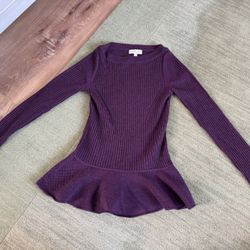Tory Burch XS Purple Peplum Sweater 