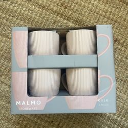 Malmo Stoneware Rose Color Mugs 4 Pack Brand New Still In Box