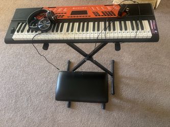 RockJam 61-Key Electronic Digital Piano Keyboard Kit with Stand, Bench, Headphones