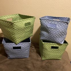 Woven plastic baskets