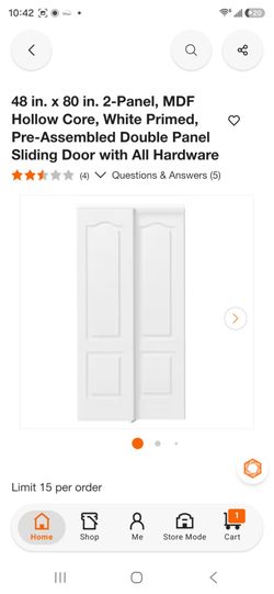 48x80 White 2-Panel Sliding Door
