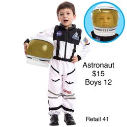 Kids Astronaut Costume 12 With Helmet Career Day Halloween / Traje de Astronauto Niños 12