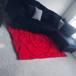 Red Rose Area Rug 5 X 7