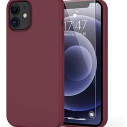 iPhone 12 Case iPhone 12 Pro 6.1" Case with Screen Protector Bumper Cover Slim Fit Shockproof Protective Phone Case for iPhone 12 Pro Wine Red