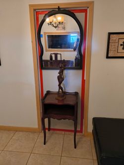 Octagonal Silver Wall Mirror + Table