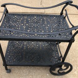 Patio Furniture Hanamint Grand Tuscany Cast Aluminum Outdoor Tea Cart 38 inch Outdoor Furniture Bar Cart 
