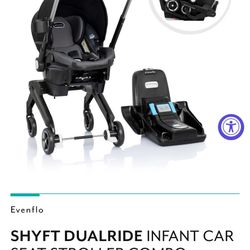 SHYFT DUALRIDE INFANT CAR SEAT STROLLER COMBO WITH CARRYALL STORAGE
