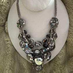 Stunning White House Black Market Huge Crystal Statement Necklace- Adjustable