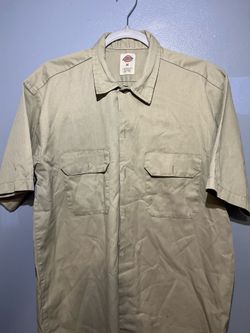 Dickies Tan Button Up Work shirt M