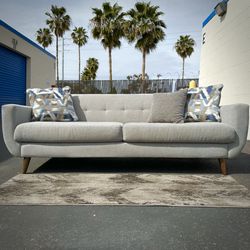 Light Gray Mid Century Modern Tufted Sofa
