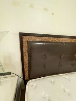 Brown Tufted Faux Leather Headboard (Queen)