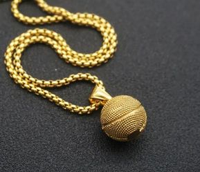 Basketball Pendant With Chain Necklace 