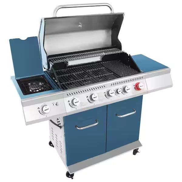 Royal Gourmet GA5403B 5-Burner Cabinet Style Gas Grill, Sear Burner, Blue