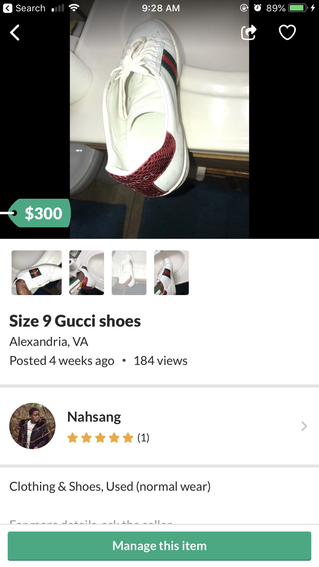 Size 9 Gucci shoes