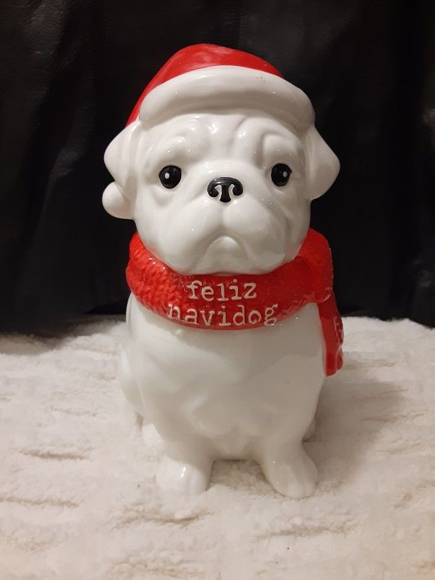 Feliz Navidog French Bulldog Cookie/ Treats Jar