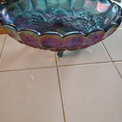 Vintage Indiana  Blue Fruit Bowl  Carnival Glass