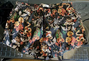 Zara Limited Edition Bathing Suit Shorts - Tattoo Baroque Gothic Theme Men’s XL