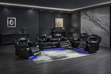 Power Reclining Sofa with LED and Dropdown table with cupholder