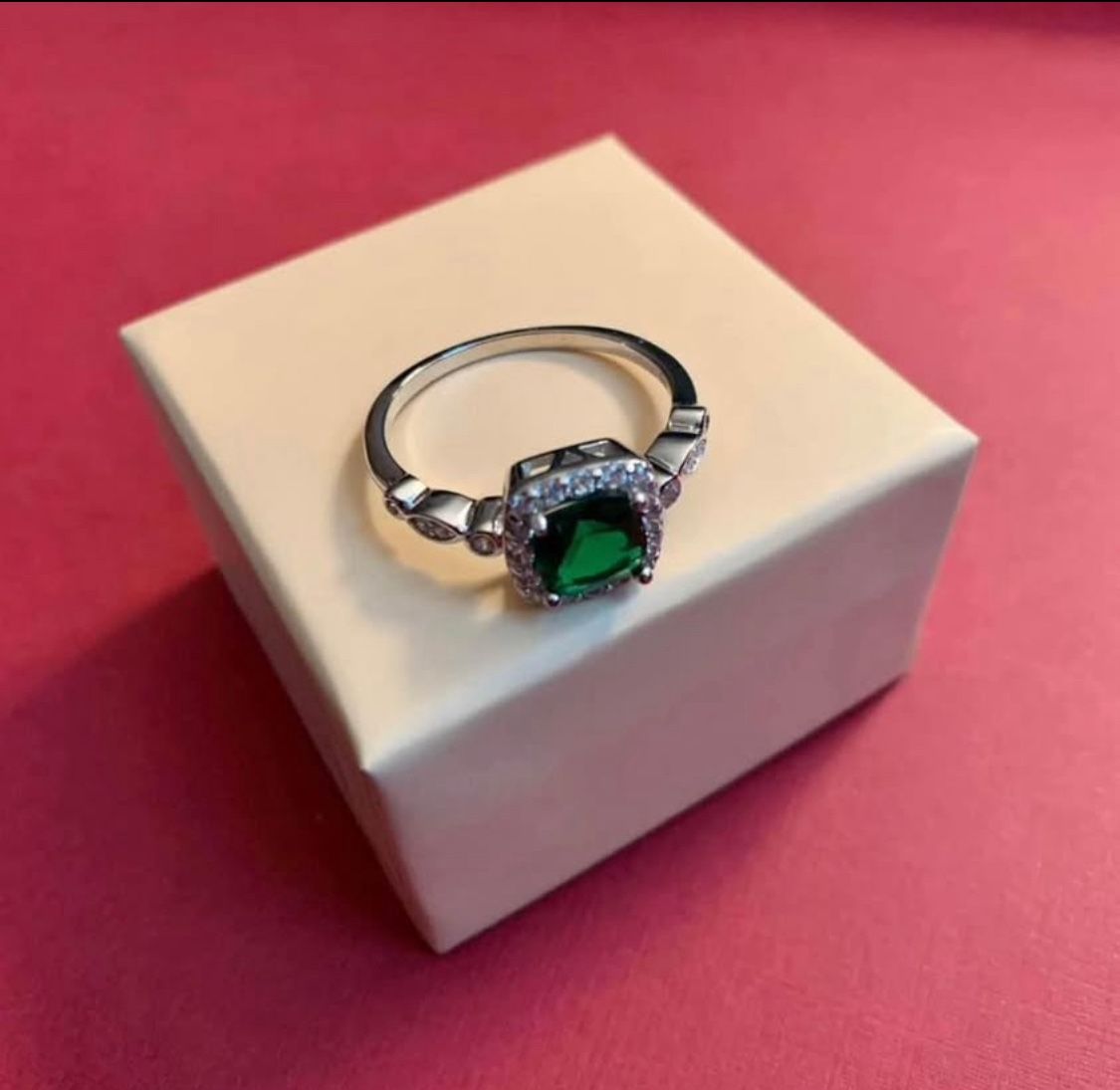 Size 9 Cushion Cut Cz Engagement Ring In Sterling Silver