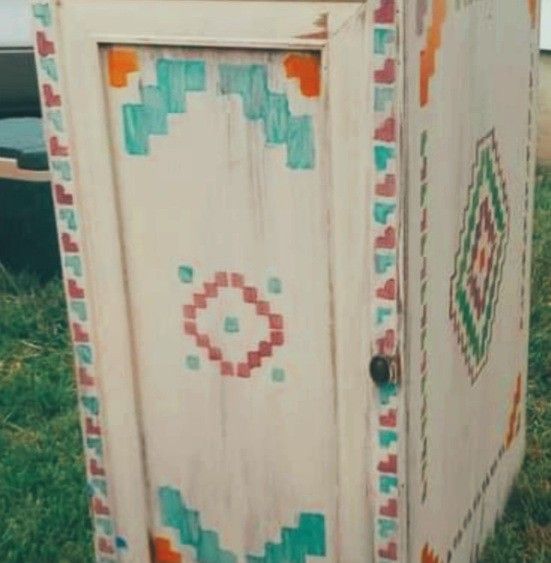 Hand Painted South Western Style Cabinet