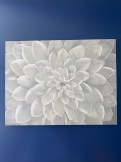 White Dahlia Flower Canvas Painting