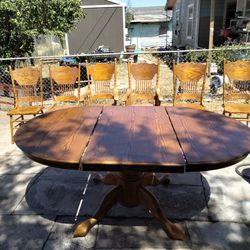 Antique Oak Table With Middle Extension 