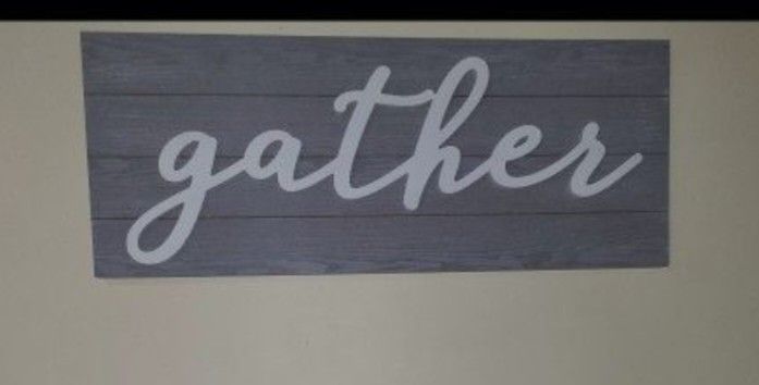 Wood Gather Sign Grey White