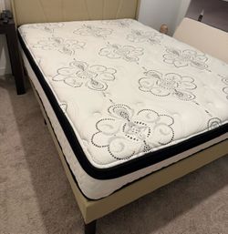 Queen Bed Frame + Pillow Top Mattress – Excellent Condition