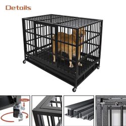 ✌️ Otaid 38 Inch Heavy Duty Dog Crate Cage Kennel with Wheels